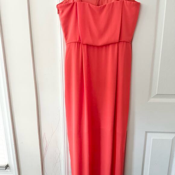 BCBGMaxAzria Jesse Ambrosia Coral Strapless Chiffon Tulip Full Length Dress 8 - Picture 8 of 13